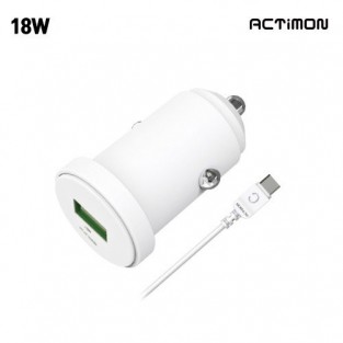 엑티몬 C타입 USB 1포트 퀵 3.0 18W 차량용 초소형 충전기 (C타입 1M 케이블 포함)