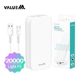 [밸류엠] 라이트 핏 보조배터리 20000mAh(CP 0.2M 원형 케이블 포함)